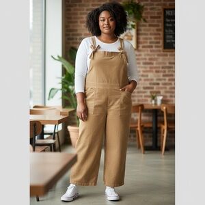 Tan Overalls with Front Pockets